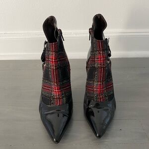 Viktor & Rolf Plaid and Patent Black and Red High Heels